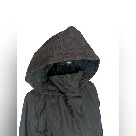 ZELLA BLACK QUILTED HOODED RAIN JACKET/COAT W ZIPPERS PO KETS AND BUTTONS SIZE S - Picture 3 of 9